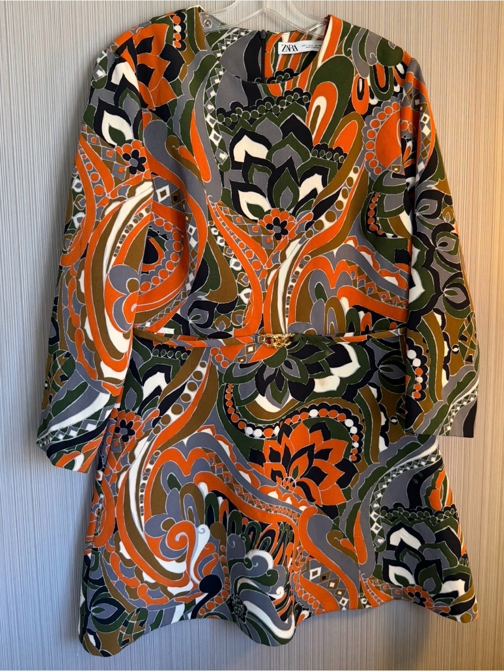 Zara Retro Mod Paisley Print Mini Dress size L